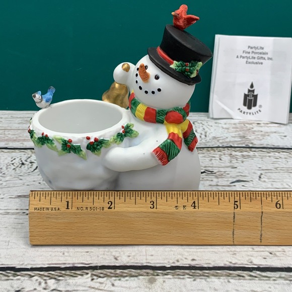 PartyLite Snowbell Votive Holder Snowman with Birds‎ Fine Porcelain 1 P7249 - Picture 8 of 9
